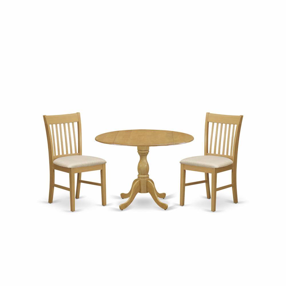 Left. East West Furniture - East West Furniture DMNF3-OAK-C 3 Piece Dining Room Table Set - Oak Wood Dining Table and 2 Oak Linen Fabric Kitchen - Oak.