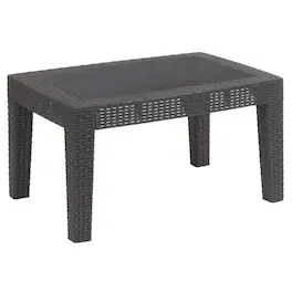 Emma + Oliver - Outdoor Rattan Coffee Table - Dark Gray