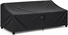 KHOMO GEAR - Patio Loveseat Cover - Heavy Duty, Water Resistant Outdoor Sofa & Couch Furniture Cover - 76" W x 33" D x 32.5" H - Black
