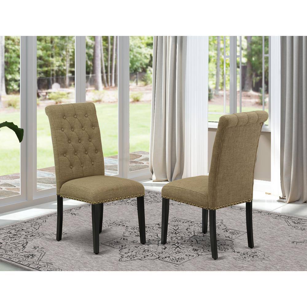 Angle. East West Furniture - Dining Chair Black - Brown.