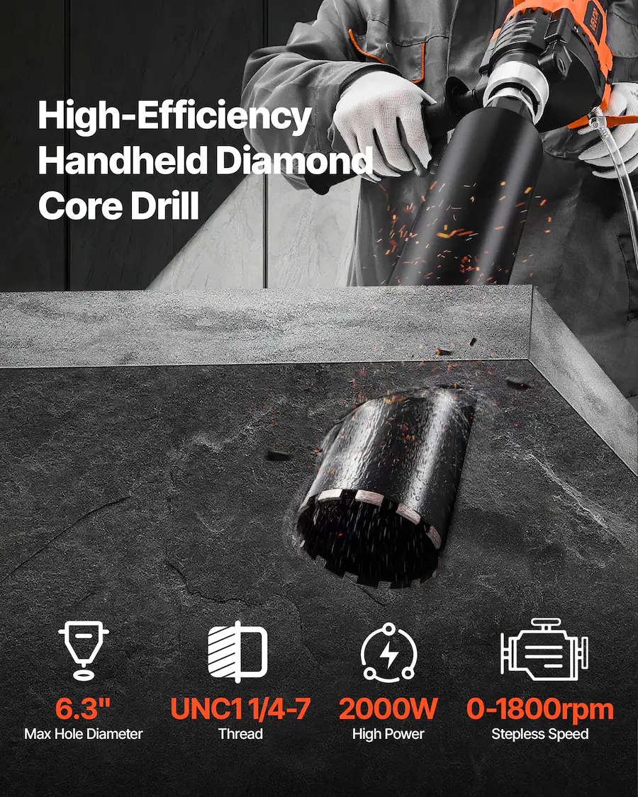 Diamond Core Rig Models VEVOR Diamond Core Drilling Machine, 0.8 6.3 in Drilling Diameter ...