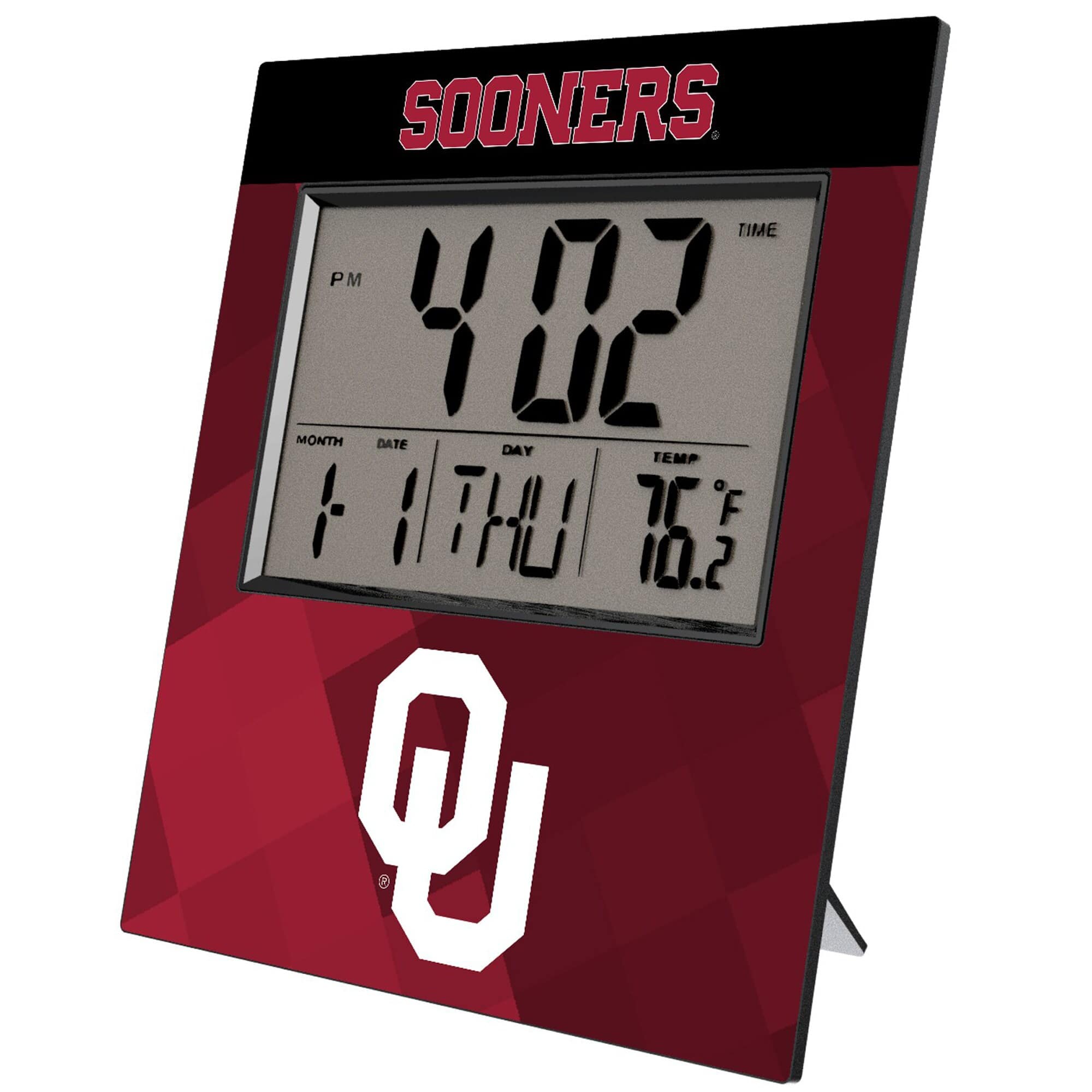 Keyscaper - Oklahoma Sooners Color Block Digital Desk Clock - Multicolor