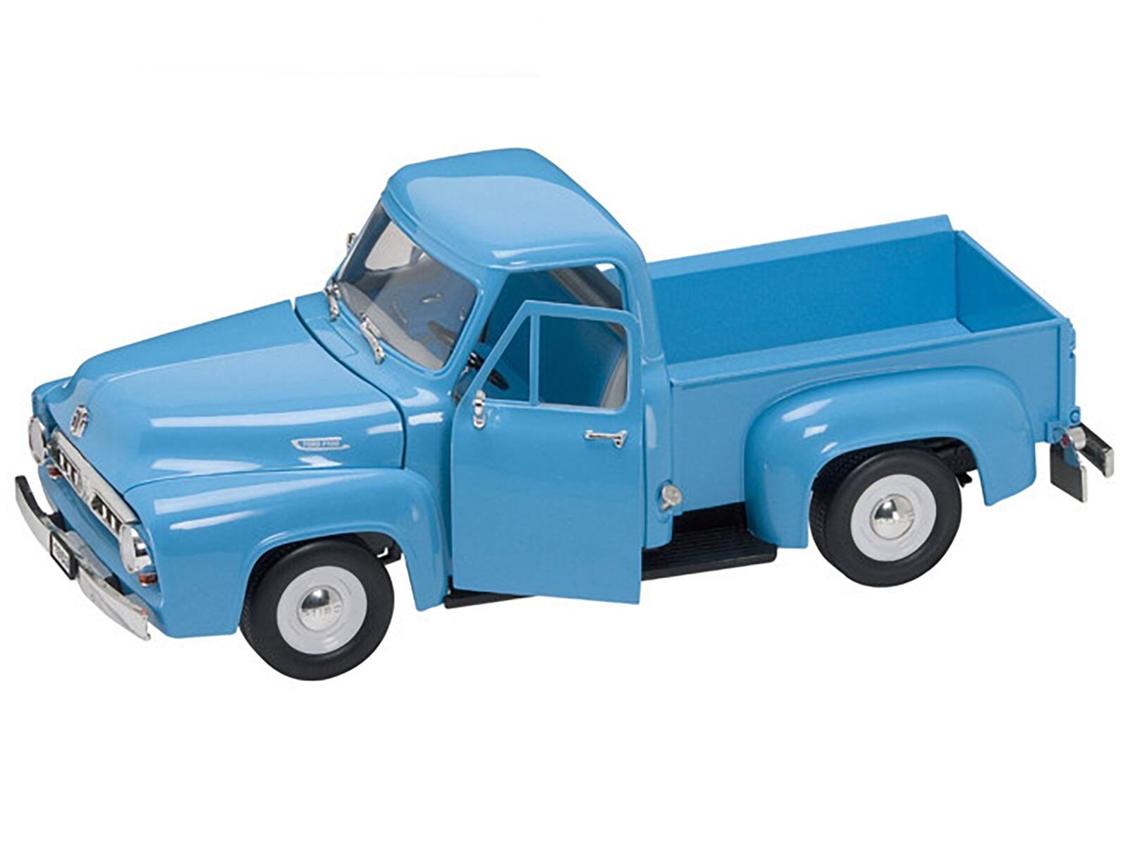 Angle. Road Signature - 1953 Ford F-100 Pickup Truck Light Blue 1/18 Diecast Model Car by Road Signature - Light Blue.