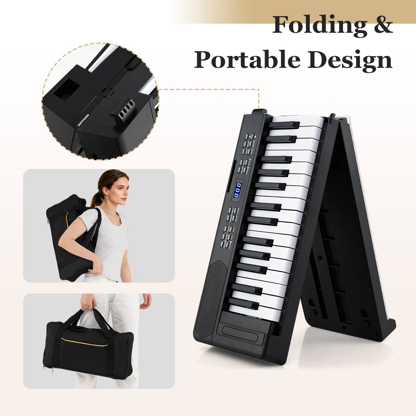 Gymax 61 Key Foldable Piano Keyboard w/MIDI Split Function