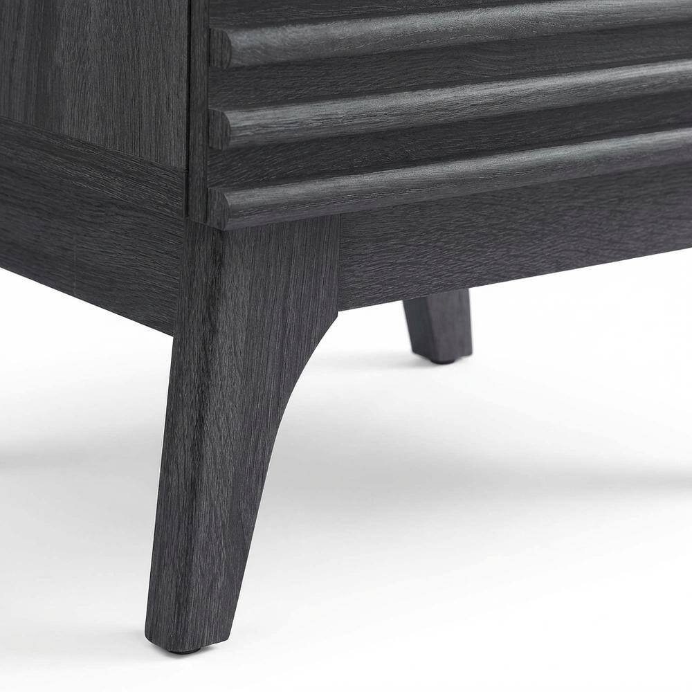 Alt View 1. FurniFact - Nightstand in Gray Tone with Contemporary Design, Sturdy Base, Sleek Finish - Gray.