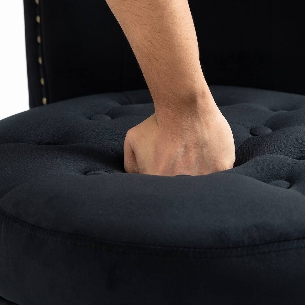 Alt View 2. U-HOMY - Velvet High-Back Storage Chair – Armless Accent, 330 lbs, Perfect for Living Room or Bedroom - Black.