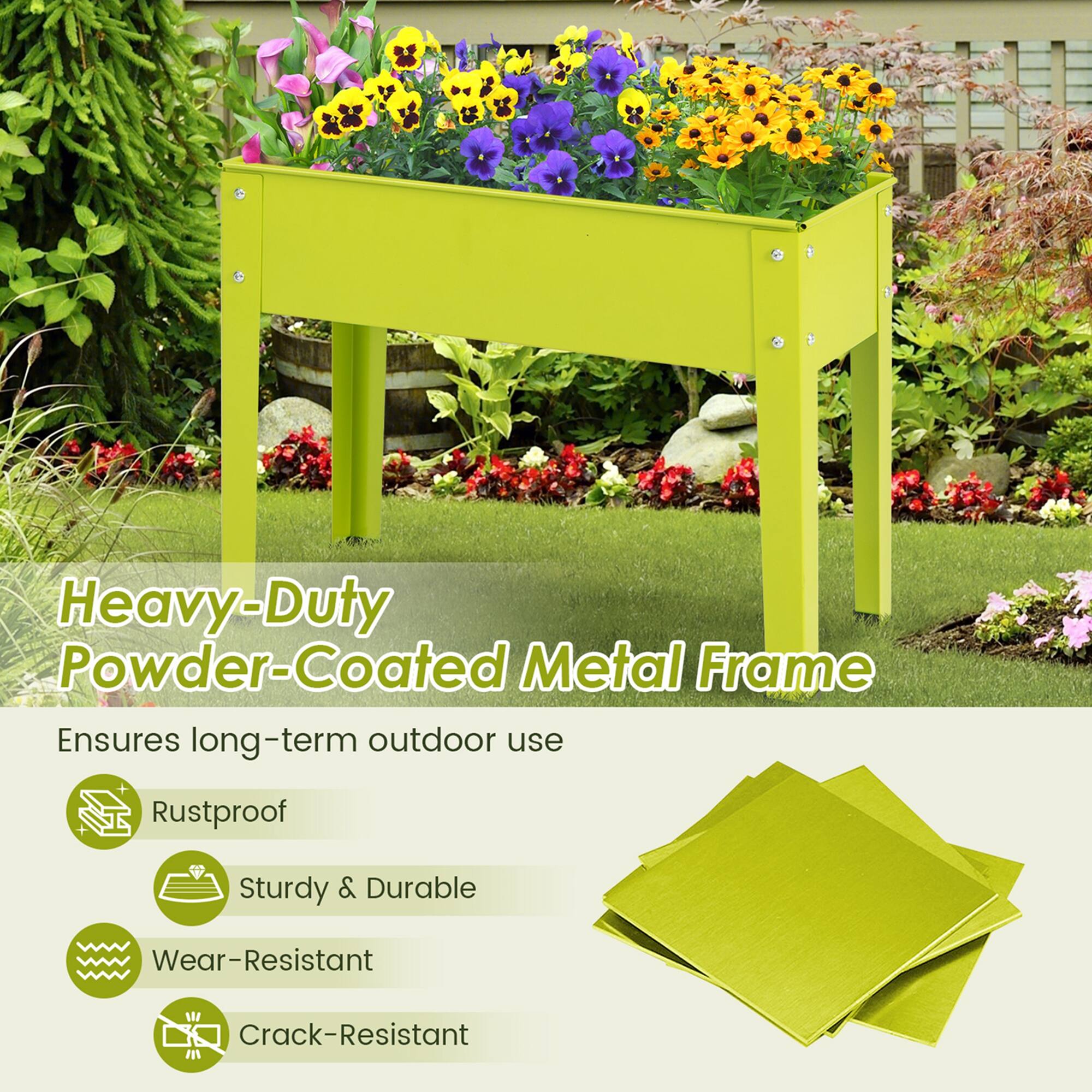 Heavy-Duty Powder-Coated Metal Frame Ensures long-term outdoor use Rustproof Sturdy & Durable Wear-Resistant Crack-Resistant
