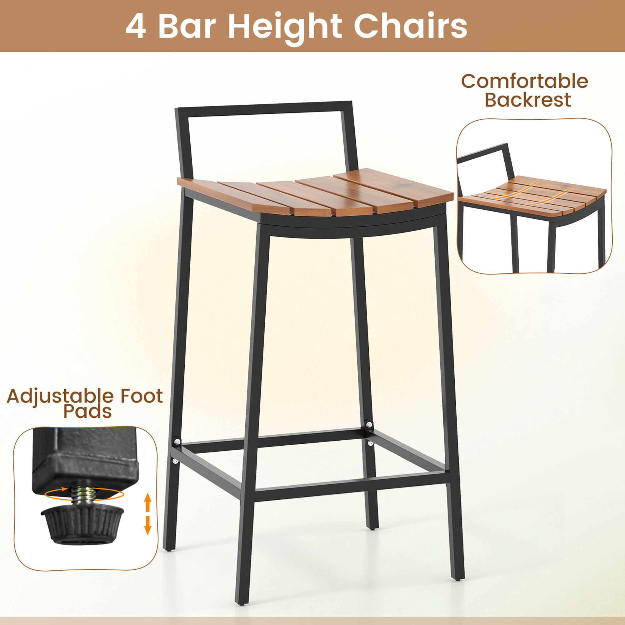 4 Bar Height Chairs

Comfortable Backrest

Adjustable Foot Pads