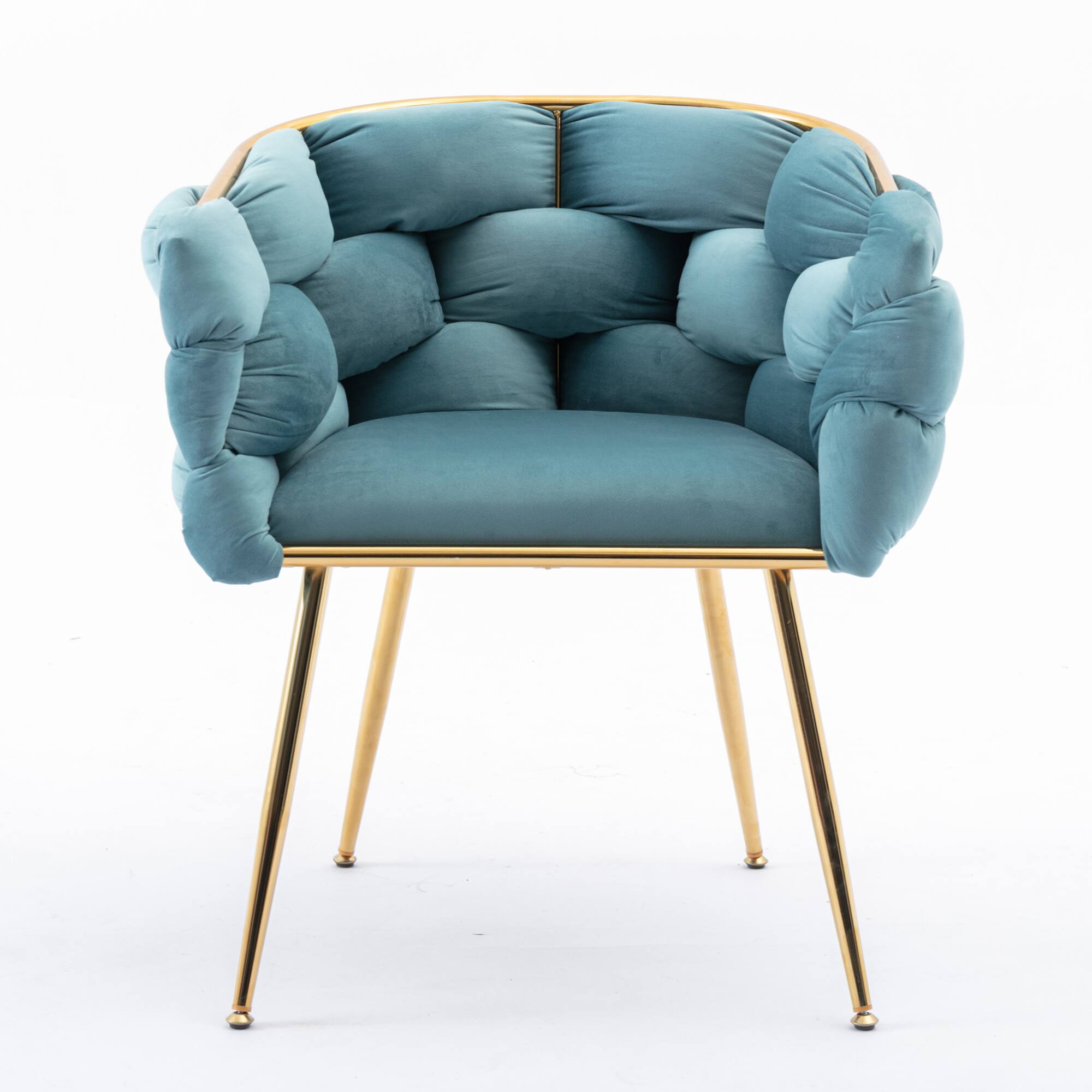 Alt View 2. GOODSILO - Modern Velvet Accent Chair for Bedroom Living Room Comfortable Single Seater Upholstered Lazy Sofa - Blue.