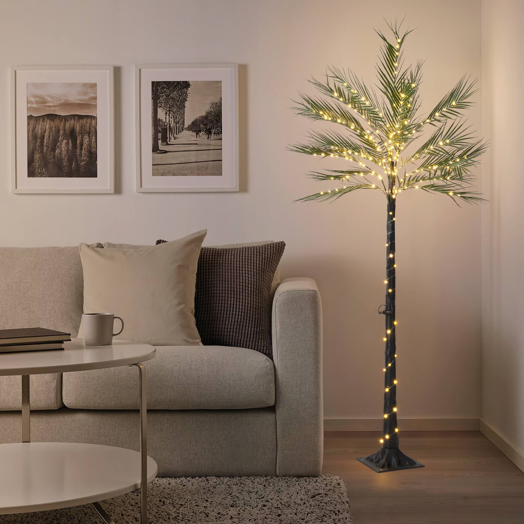 Left. Lamp Depot - Artificial Phoenix Palm Tree LED Floor Lamp - Multicolor.