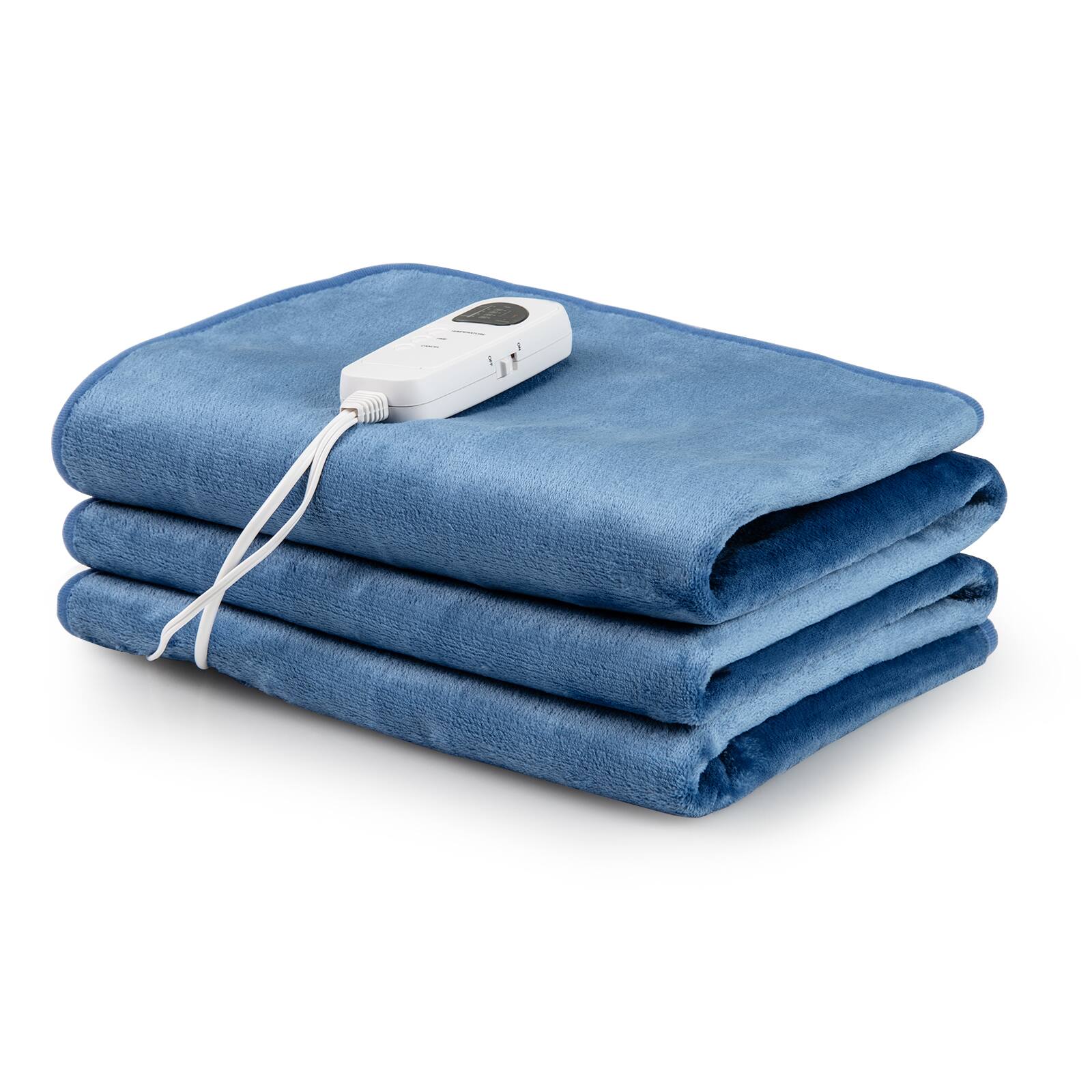 Front. Sugift - Electric Heated Blanket Throw with 10 Heat Settings - Blue.