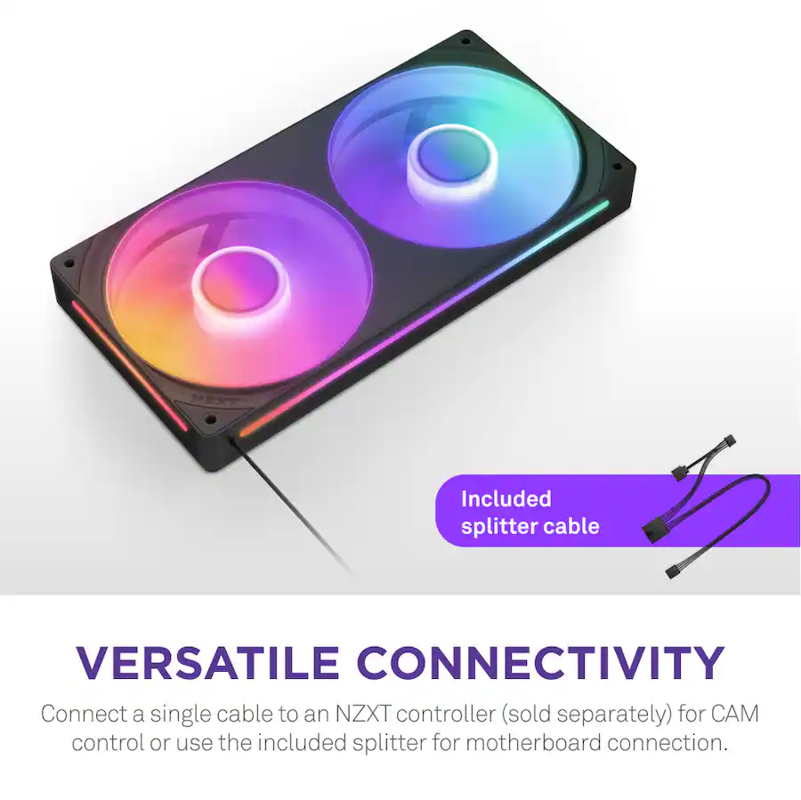 Computer Fluid Dynamic Model NZXT F240 RGB Core 240mm Single Frame Case Fan Unit with 2 x 120mm RGB ...