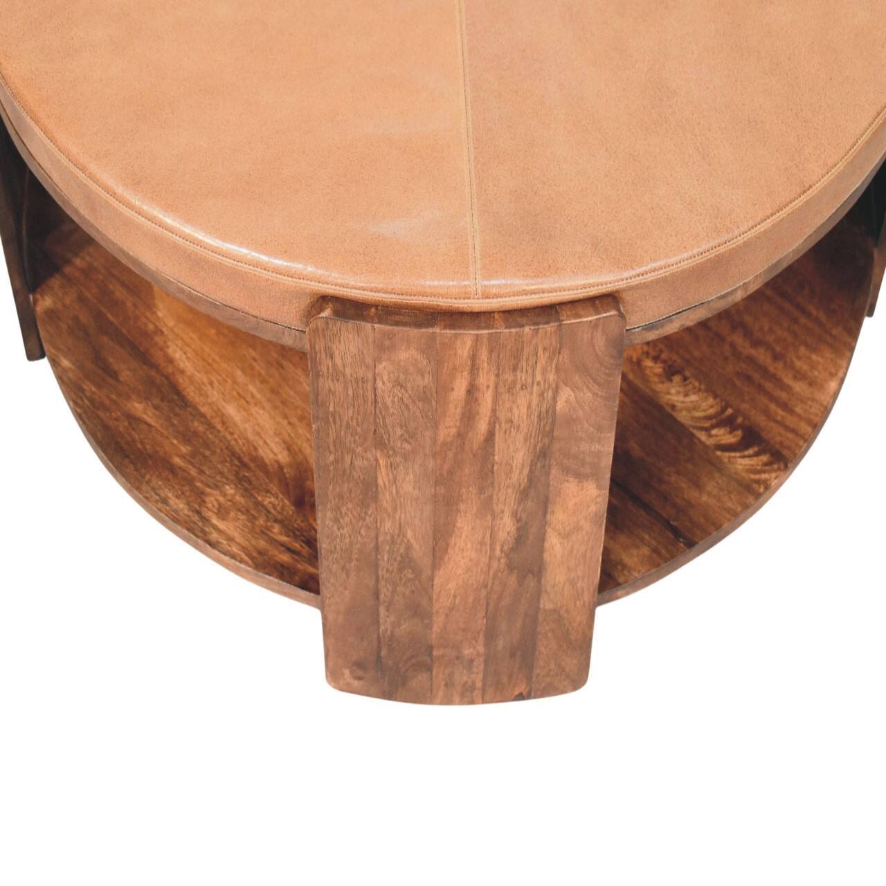 Alt View 1. Artisan Furniture - Artisan Furniture Solid Wood Savoy Leather Coffee Table - Brown.