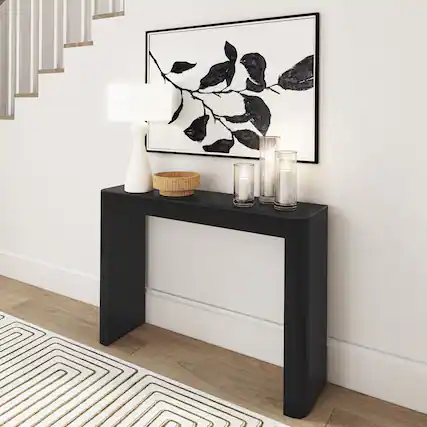 Front. Plank+Beam - Contour Console Table (46in / 1170mm), Black - Black.
