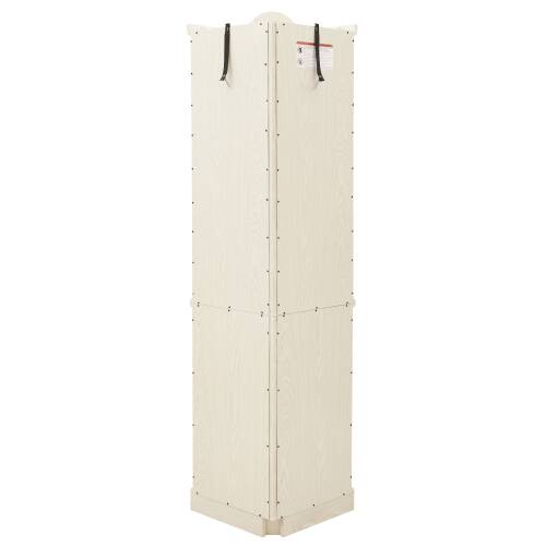 Alt View 5. LUCKY ONE - Freestanding Corner Curio Cabinet with Glass Shelves LED Light Bar Cabinet Wine Storage Display Case - White.