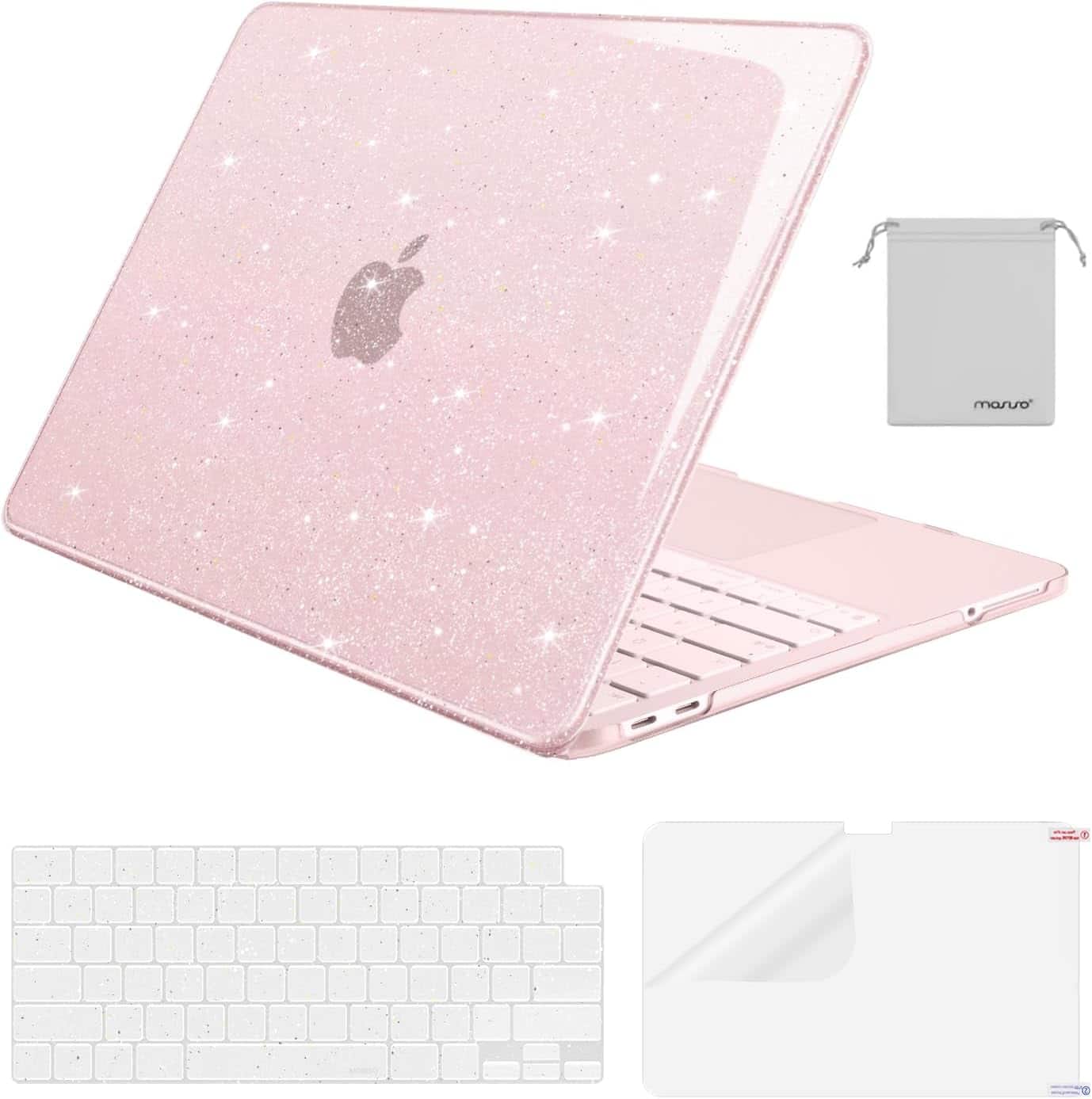 mosiso - Sparkly Glitter Case for MacBook Neo Case 13 inch 2026 A3404 with A18 Pro with Keyboard Cover&Screen Protector&Pouch - Blush