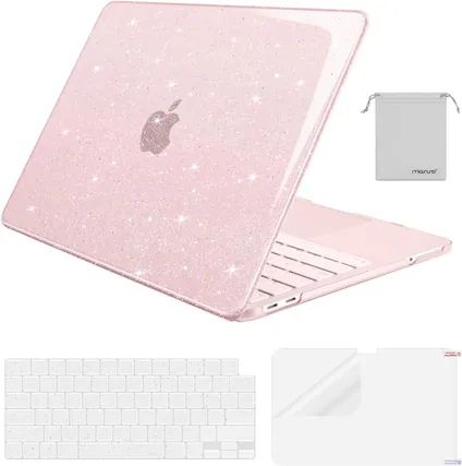 Front. mosiso - Sparkly Glitter Case for MacBook Neo Case 13 inch 2026 A3404 with A18 Pro with Keyboard Cover&Screen Protector&Pouch - Blush.