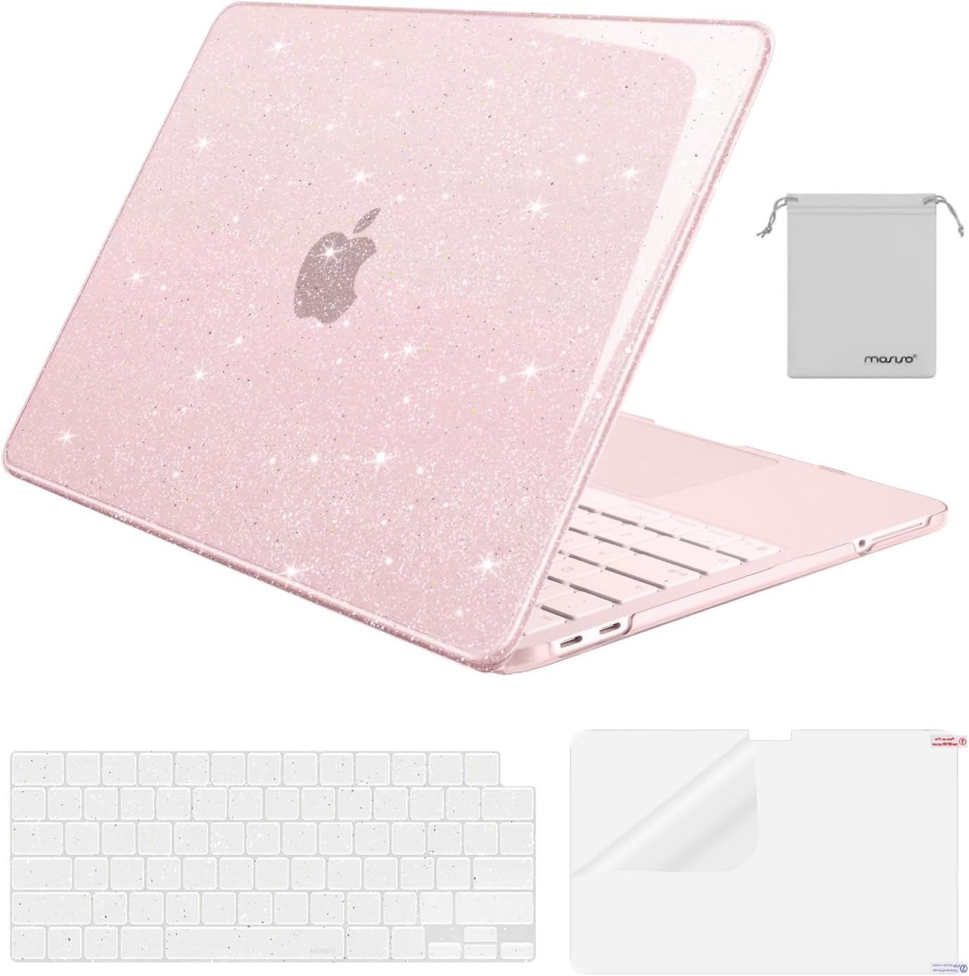 Front. mosiso - Sparkly Glitter Case for MacBook Neo Case 13 inch 2026 A3404 with A18 Pro with Keyboard Cover&Screen Protector&Pouch - Blush.