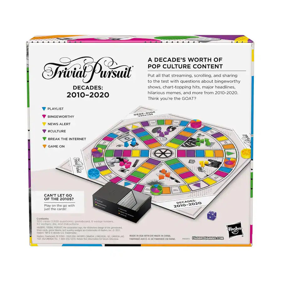 Hasbro Trivial Pursuit Decades 2010 to 2020 Board Game Multi Colored ...