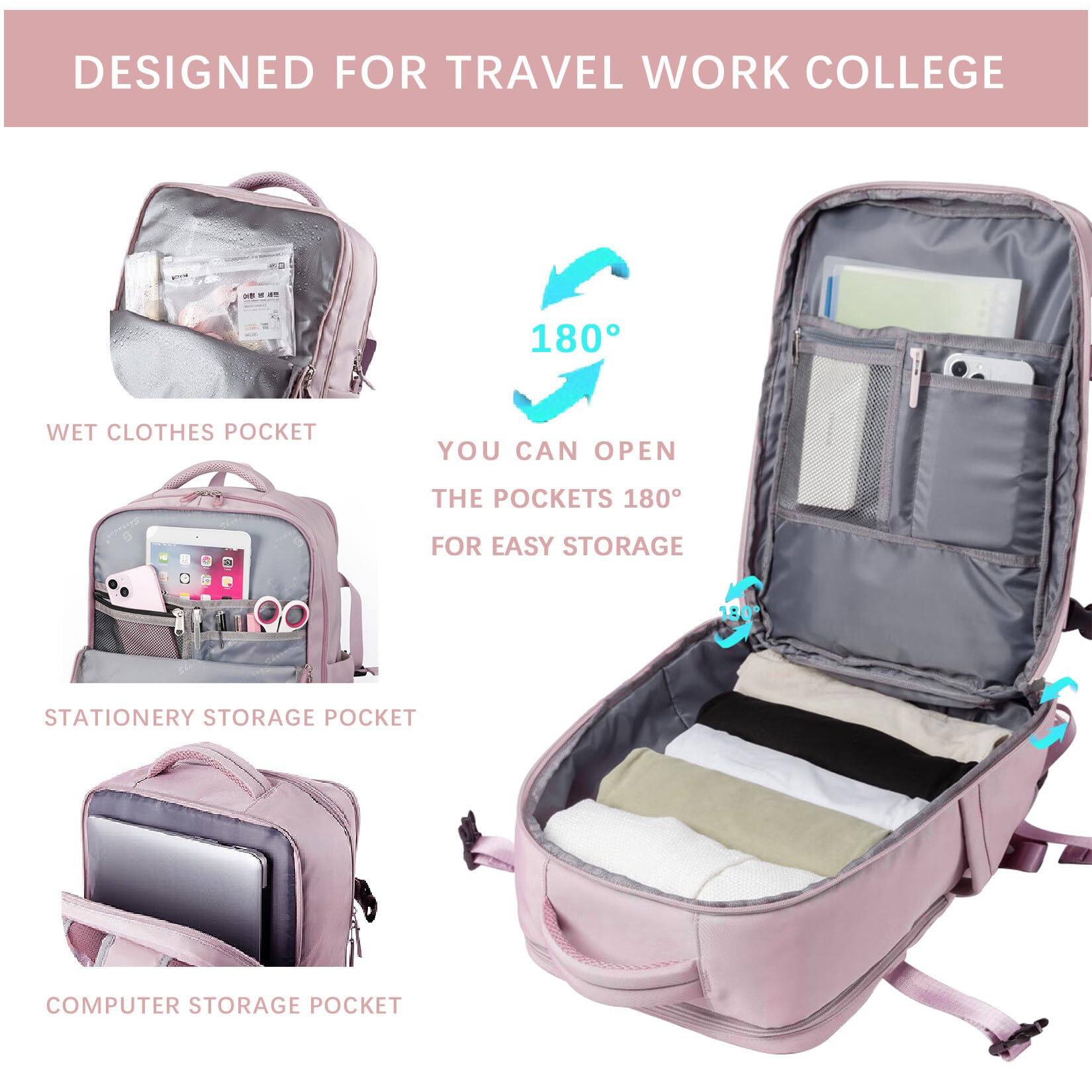 Alt View 2. Live At Space - Travel Laptops Backpack For Women Men  Casual Work Bag 17inch Airline Approved Hiking Business (pink Khaki) - Light Purple.