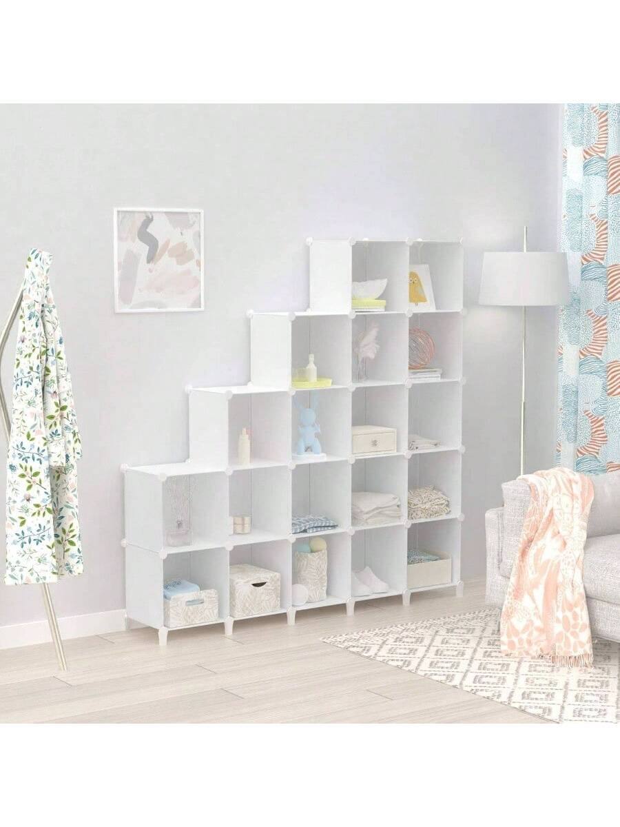 Alt View 2. Live At Space - 6 - Cube Storage Organizer, Closet Organizer Cabinet Shelf Bookcase Bookshelf, Cubes Cabinet, Closet, Bedroom, Bathroom - White + 60x48x12''.