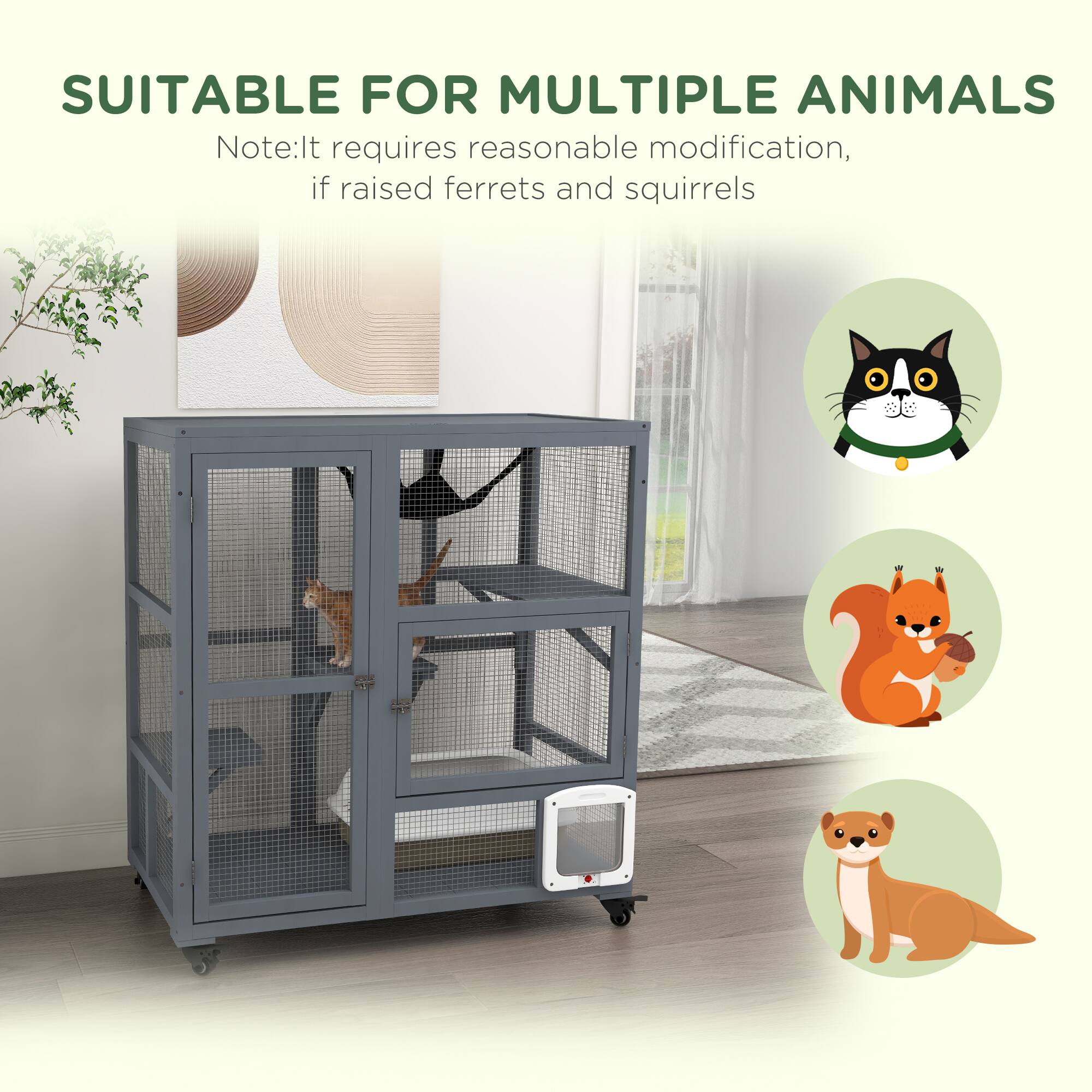 SUITABLE FOR MULTIPLE ANIMALS

Note: It requires reasonable modification, if raised ferrets and squirrels