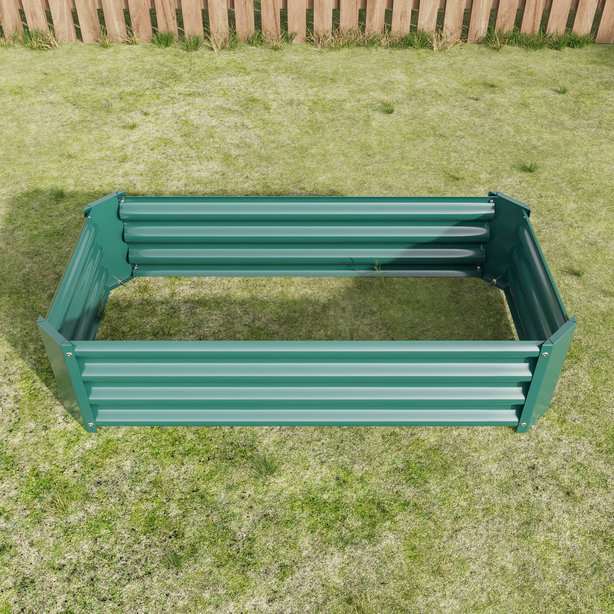 Alt View 3. PAIHOME - Metal Raised Garden Bed, 4×2×1 ft Rectangle Raised Planter for Flowers Plants, Vegetables Herb, Garden Decor - Green.