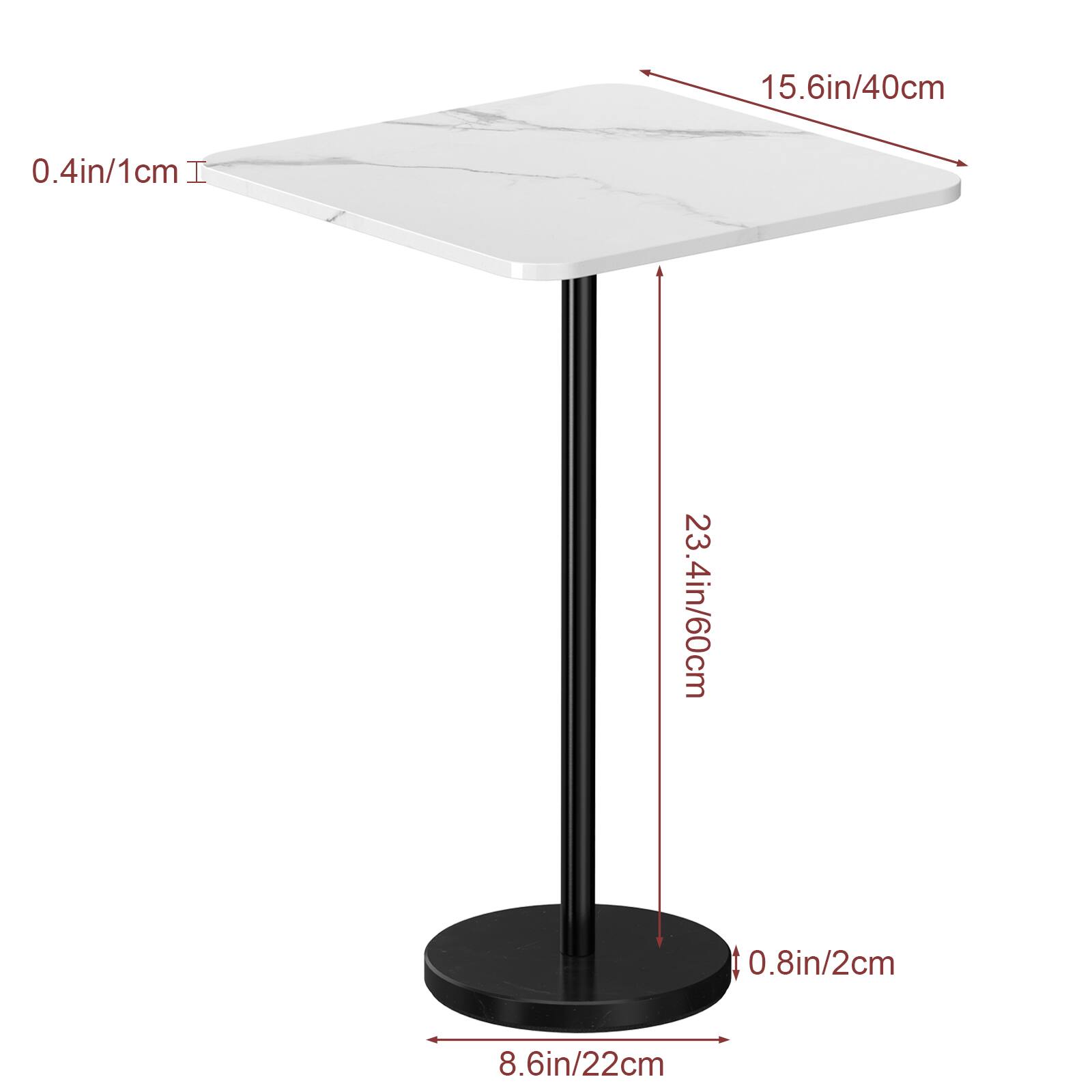 15.6in/40cm  
0.4in/1cm  
23.4in/60cm  
0.8in/2cm  
8.6in/22cm