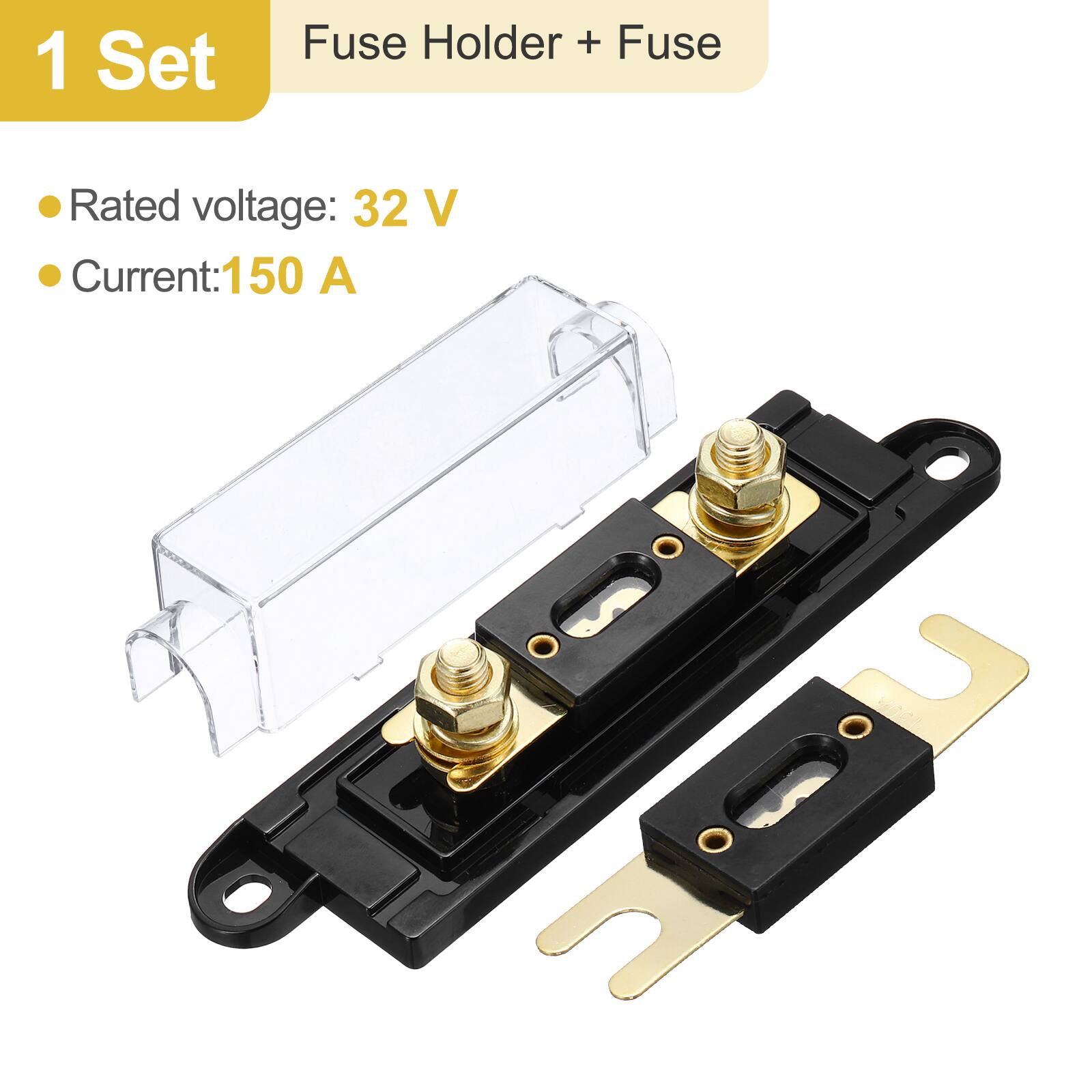 1 Set Fuse Holder + Fuse  
Rated voltage: 32 V  
Current: 150 A