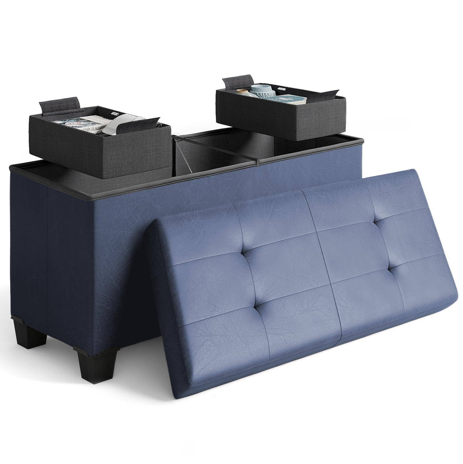 04 - Blue Leather 15"D x 30"W x 15"H