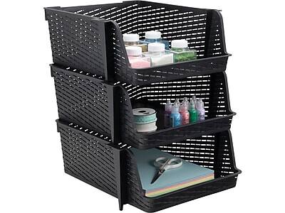 Alt View 5. Advantus - Advantus Nest and Stack Open Lid Storage Bin, Black, 3/Pack (39221) - Black.