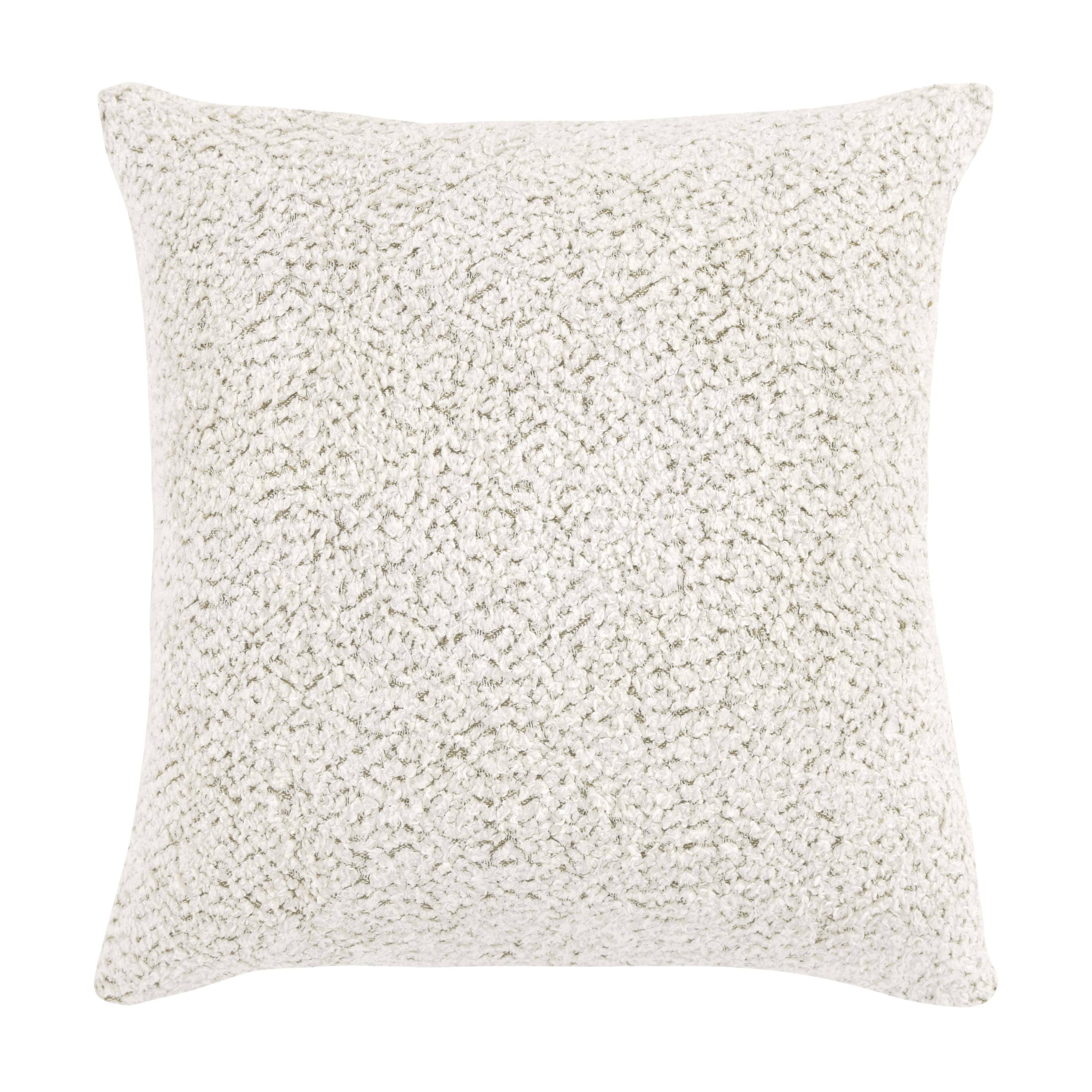 Front. Manhattan Lane - Rias Throw Pillow, Square 22 Inch Woven Design Cotton Linen - Ivory.