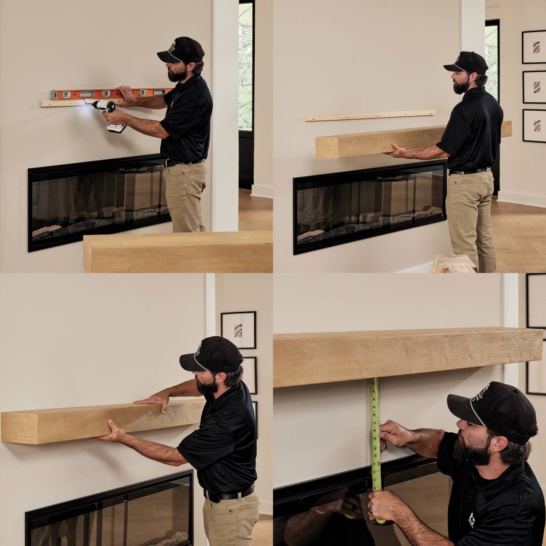 Alt View 9. Touchstone Home Products - Fireplace Mantel Shelf , 84" x 8" x 4.75", Solid Pine Wood Mantel for Over Fireplace - Unfinished.