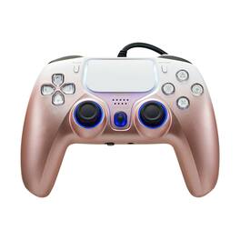 Dazzling Pops - wired ps5 controller for pc ps4 gamepad joystick windows laptop steam hall effect trigger dual vibration - Rose Gold