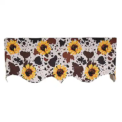 Front. RLF Home - RLF Home 3" Rod Pocket High Quality Fabric Sunflower Regal Valance for Windows 50" x 17" Brown - Brown.