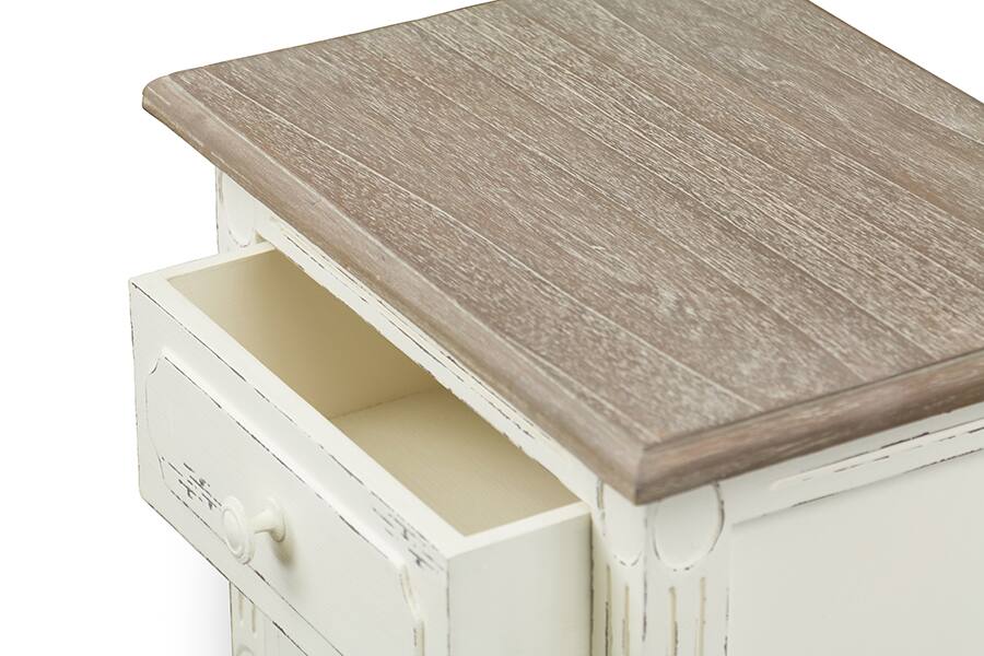 Angle. Baxton Studio - Anjou Traditional French Accent Nightstand - White/Light Brown.