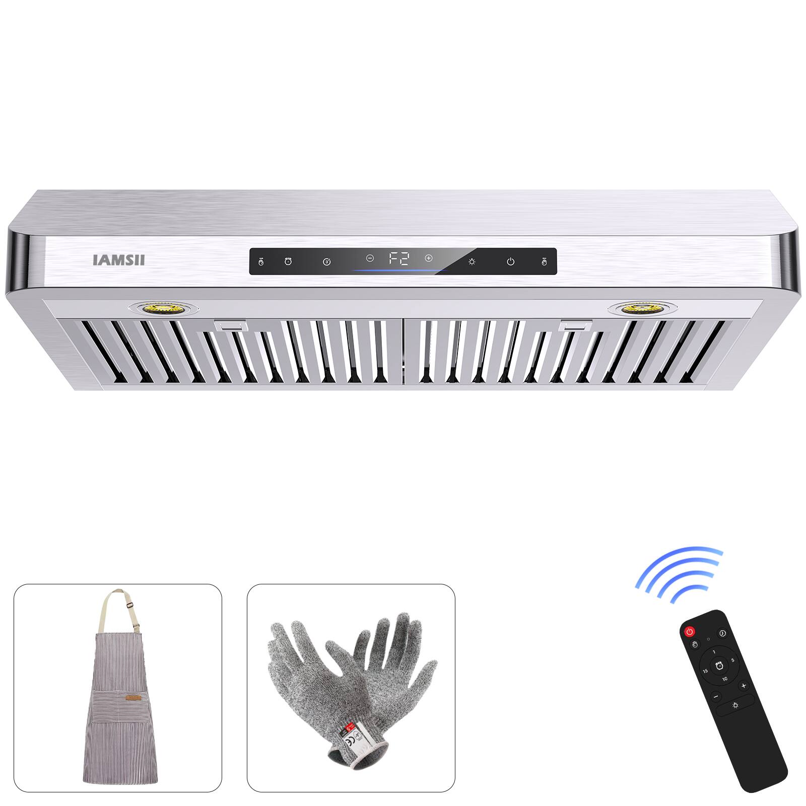 Alt View 5. Brano - Under Cabinet Range Hood 36 Inch,900 CFM Stainless Steel Kitchen Stove Vent Hood with Remote Control - silver.