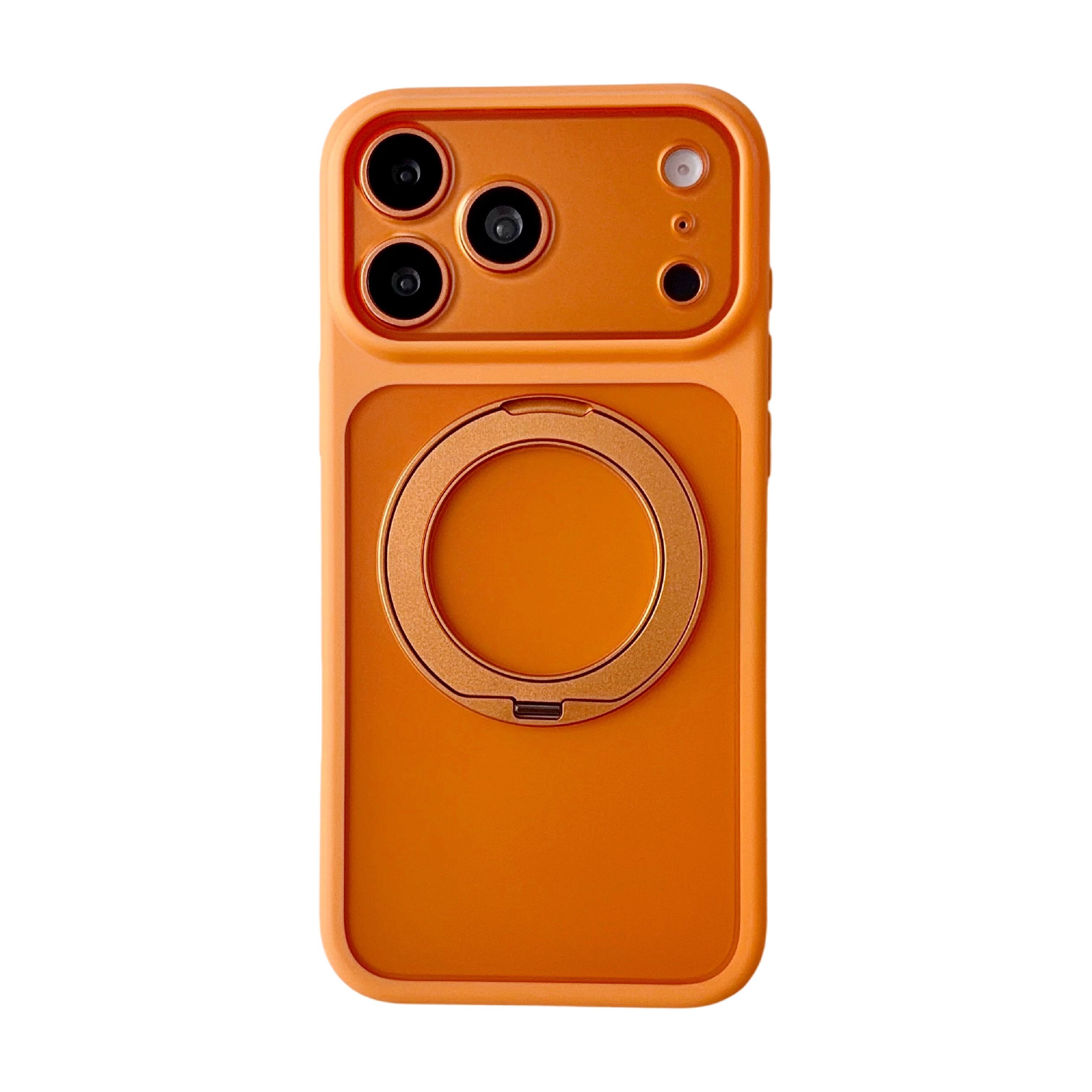 Alt View 8. UUCOVER - Magnetic Kickstand Case for Apple iPhone 17 Pro, Rotatable Ring Holder Compatible with MagSafe, Shockproof Frosted Cover - Orange.