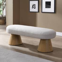 Ropilly - 49 Inch Upholstered Dining Bench, Fabric Entryway Bench, No Assembly End of Bed Ottoman, 300 LBS Capacity - Beige