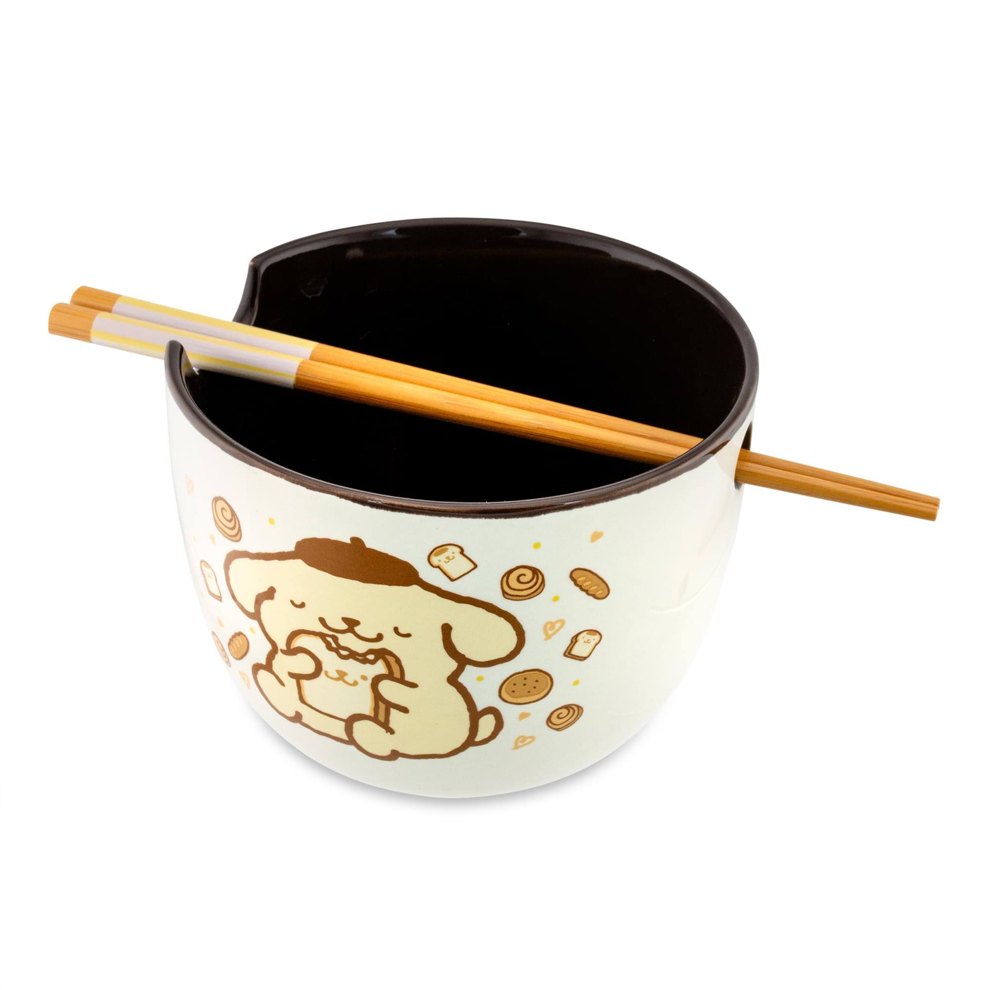 Alt View 10. Silver Buffalo - Sanrio Pompompurin 20-Ounce Ramen Bowl With Chopsticks and Spoon - Yellow.