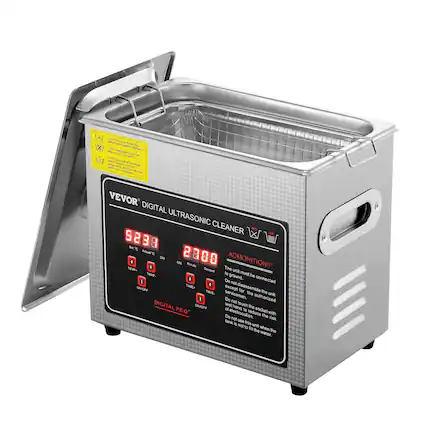 VEVOR DIGITAL ULTRASONIC CLEANER
ADMONITION!!!
The unit must be connected to ground.
Do not disassemble the unit.
Do not touch the servideman.
Do not use the unit when the tank is not filled with water.
Do not touch the socket with wet hand to reduce the risk of electrocution.