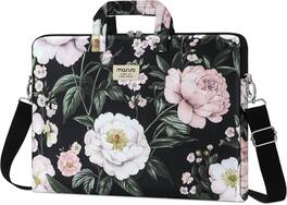 mosiso - Laptop Shoulder Bag 15-16 Inch, Laptop Briefcase Sleeve with Belt for 15-15.6 inch MacBook Air Pro HP Dell ASUS Acer - Gorgeous Peony