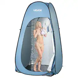 VEVOR - Pop up Shower Tent, Instant Portable Privacy Tent Changing Room with Shower Bag, Ground Stakes, Ropes, Carry Bag - Blue