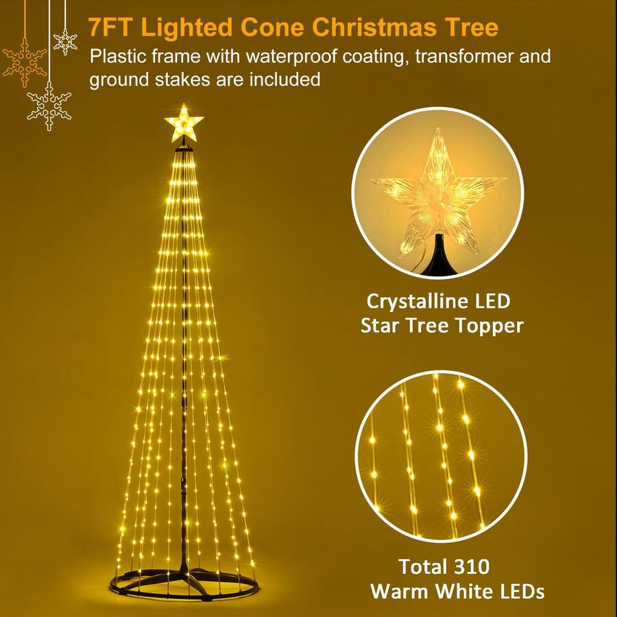 9ft LED Lighted Outdoor Christmas Tree - 444 LEDs Cool/Warm White Remote Control