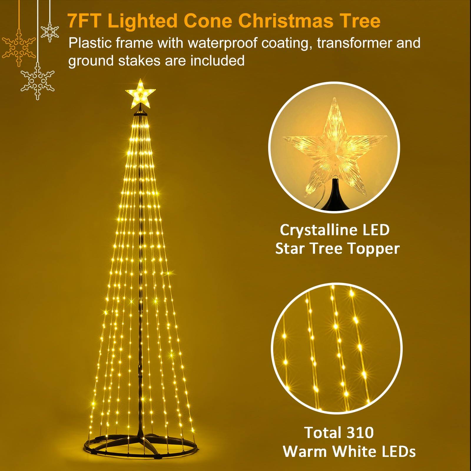 9ft LED Lighted Outdoor Christmas Tree - 444 LEDs Cool/Warm White Remote Control