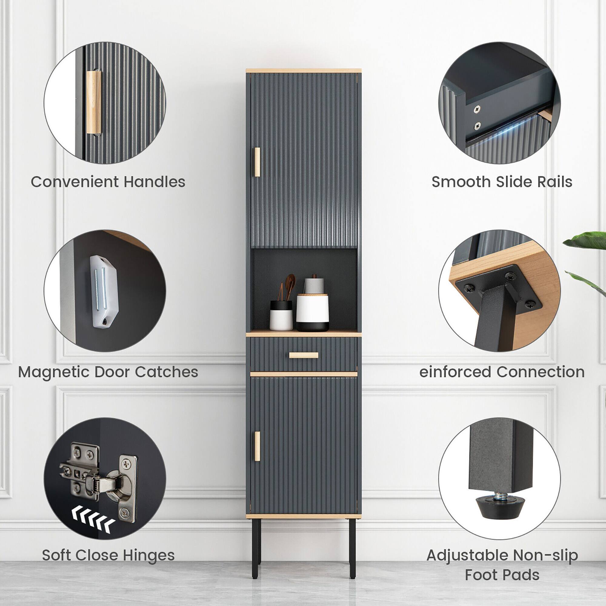 - Convenient Handles
- Smooth Slide Rails
- Magnetic Door Catches
- einforced Connection
- Soft Close Hinges
- Adjustable Non-slip Foot Pads