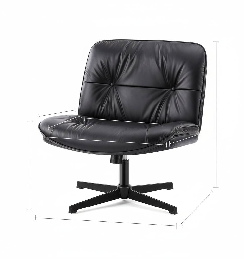 Alt View 1. AOITUN - Criss Cross Armless Office Chair PU - Ergonomic Comfort for Daily Use, Ideal for Dorm Room and Home Office - Black.