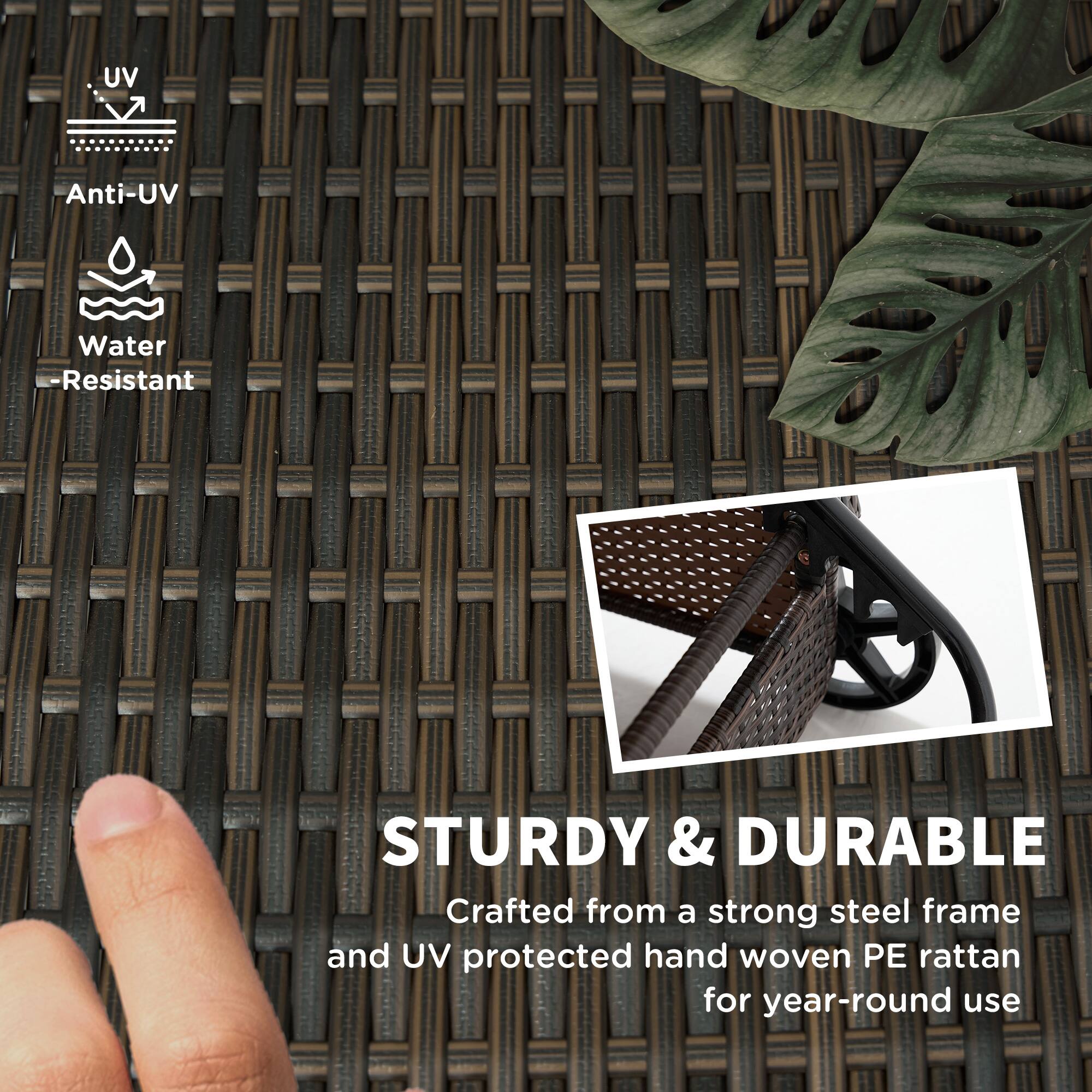 UV Anti-UV Water Resistant STURDY & DURABLE Crafted from a strong steel frame and UV protected hand woven PE rattan for year-round use