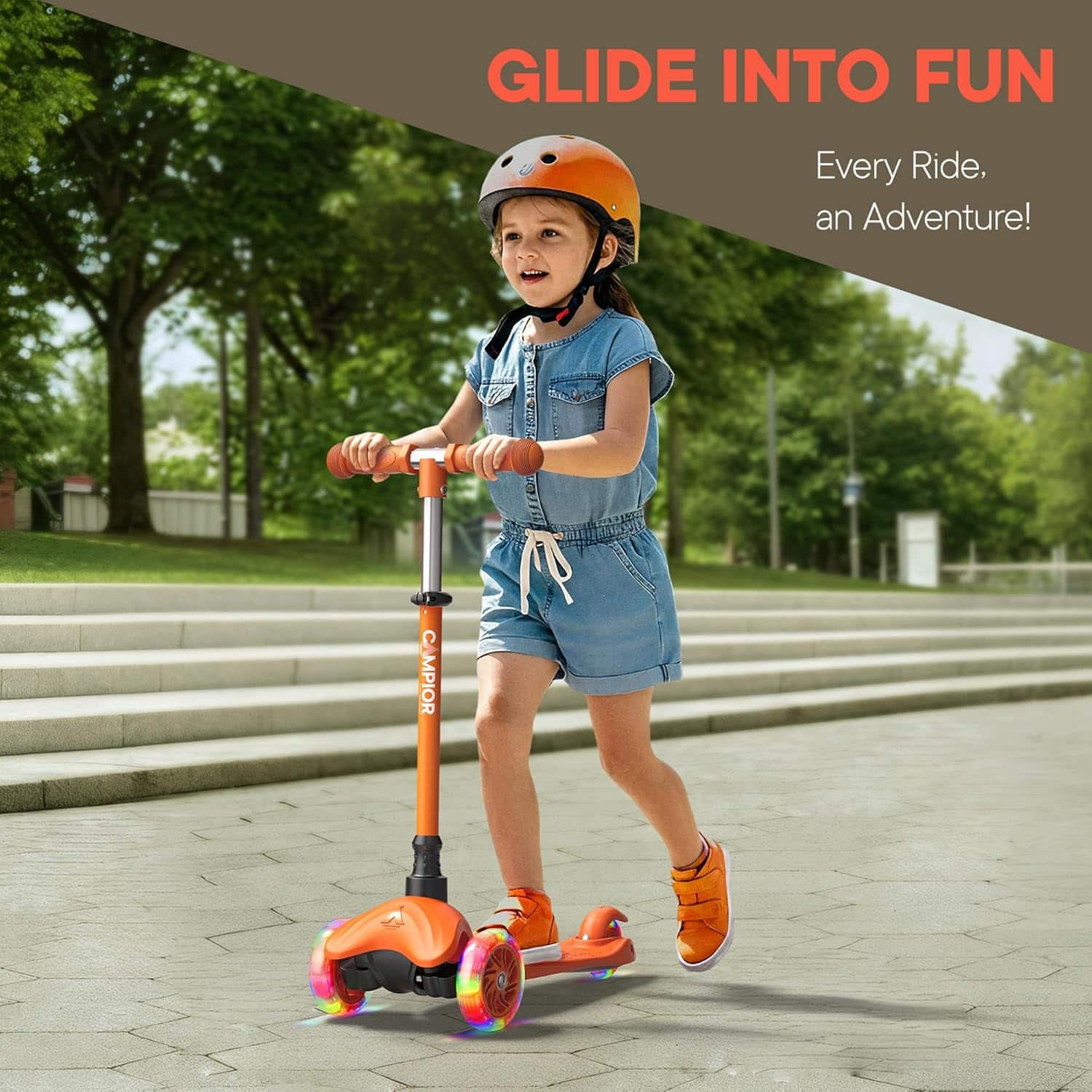 Campior Mini 3 Wheel Kids Scooter – LED Wheels, Lean to Steer