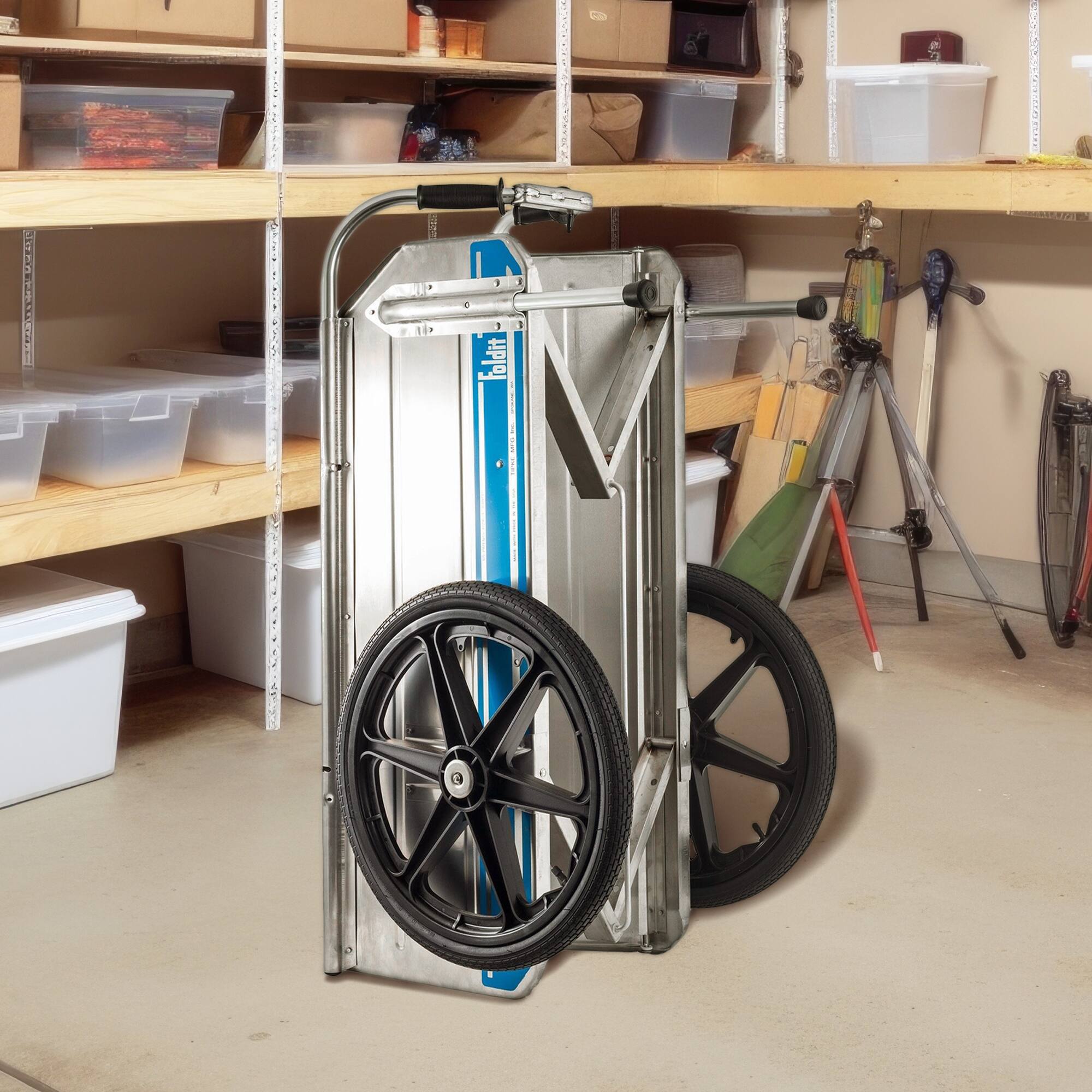 Alt View 3. Tipke Manufacturing Company - Tipke Manufacturing Company Foldit Do It All Aluminum Folding Cart, Blue Stripe - Blue Trim.
